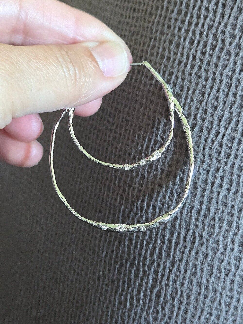 Alexis Bittar Silver🤍 "Solanales" Molten Double✌️ Hoop Earrings - Picture 3 of 16